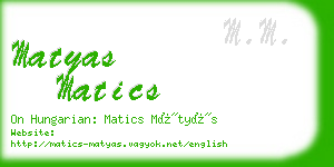 matyas matics business card